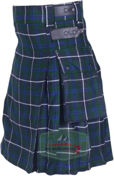 All Kilts Sports Utility-Kilt für Herren aus Acrylwolle mit Lederriemen Blue Douglas 30, Blue Dougla