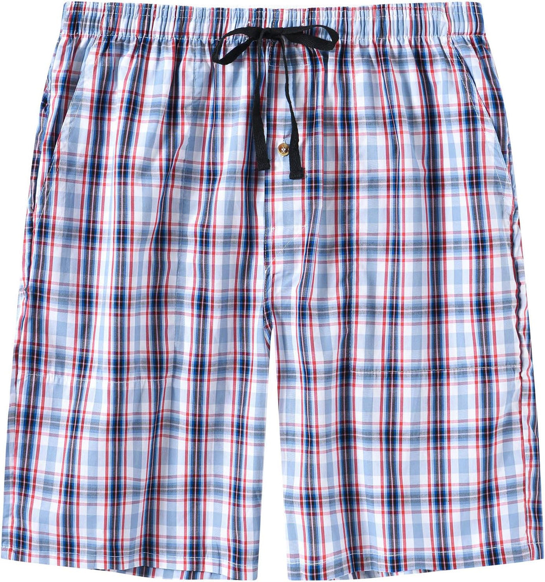 MoFiz Herren Kurze Pyjamahose Baumwolle Schlafshorts Karierte Schlafanzughose Freizeithose Karo Loun