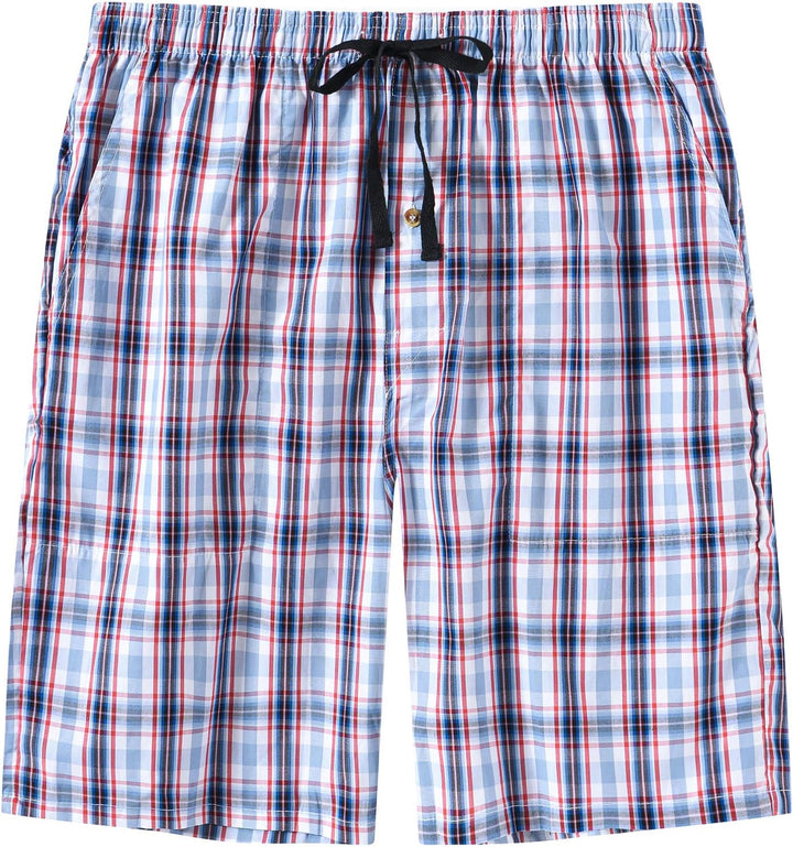 MoFiz Herren Kurze Pyjamahose Baumwolle Schlafshorts Karierte Schlafanzughose Freizeithose Karo Loun