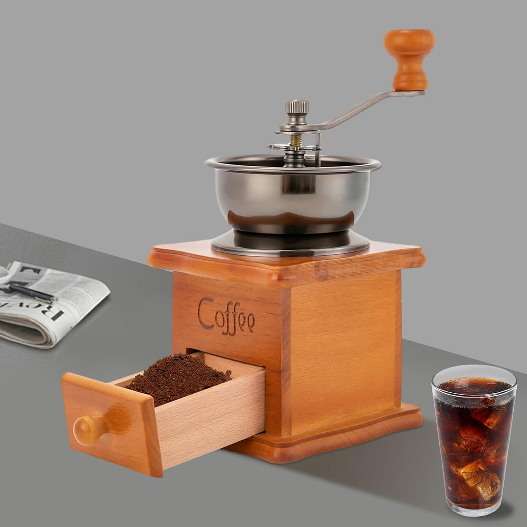 Manuelle Kaffeemühle Handmühle, 9.5cm x 6.5cm x 16cm Edelstahl Einstellbare Grobheit Tragbar, Konisc