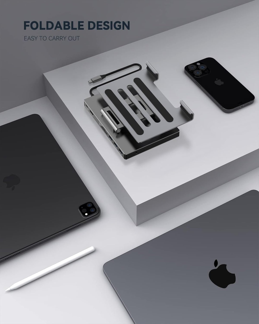iPad Pro USB C Hub Stand, Adapter für iPad Pro M4 M2 M1 13 12.9 11 Zoll iPad Air Docking Station Fal
