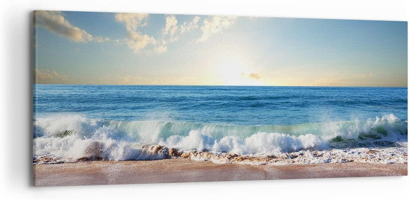 Wandbilder Dekoration Wohnzimmer Meer Ufer Wasser Panorama Bilder auf Leinwand 120x50cm Leinwandbild