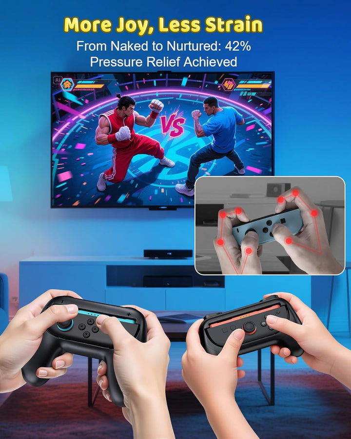 FYOUNG 2-Grössen Griffe Halterung für Nintendo Switch 2/1 & Switch OLED - Grosse und Kompakte Famili