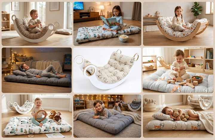 Krabbeldecke für Baby Kissen für Kletterbogen 60x120 cm - Bodenkissen Kinder Matte für Montessori Sp