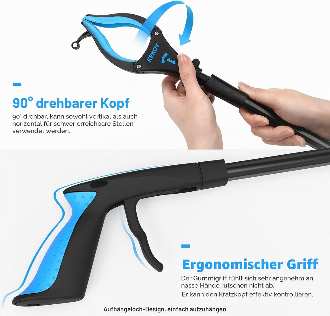 2 Stück Greifer mit Licht, 80cm Greifzange für Senioren Klappbar, 90° Drehbare Kralle mit Anti-Rutsc