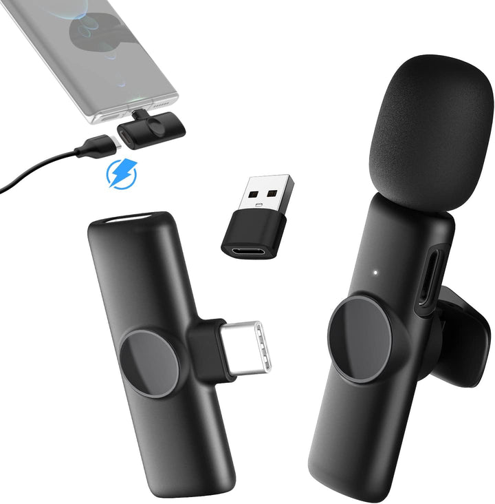 Handy Lavalier Mikrofon, 2.4GH【Type-C&USB】 Ansteckmikrofon für Android-Phones Tablets Vlogging Live-