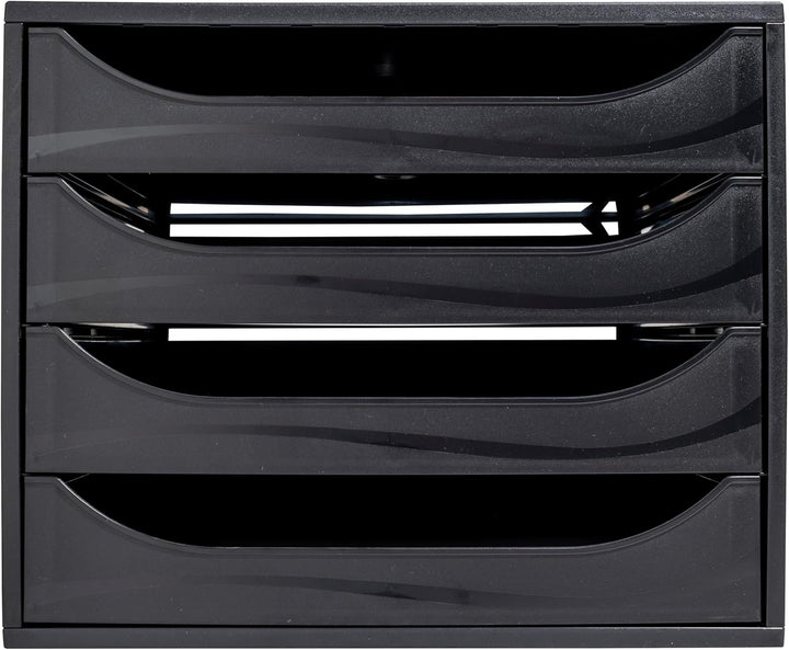 Exacompta 228014D Ablagebox Ecoblack mit 4 Schubladen für DIN A4+ Dokumente. Ecobox mit hoher Kapazi