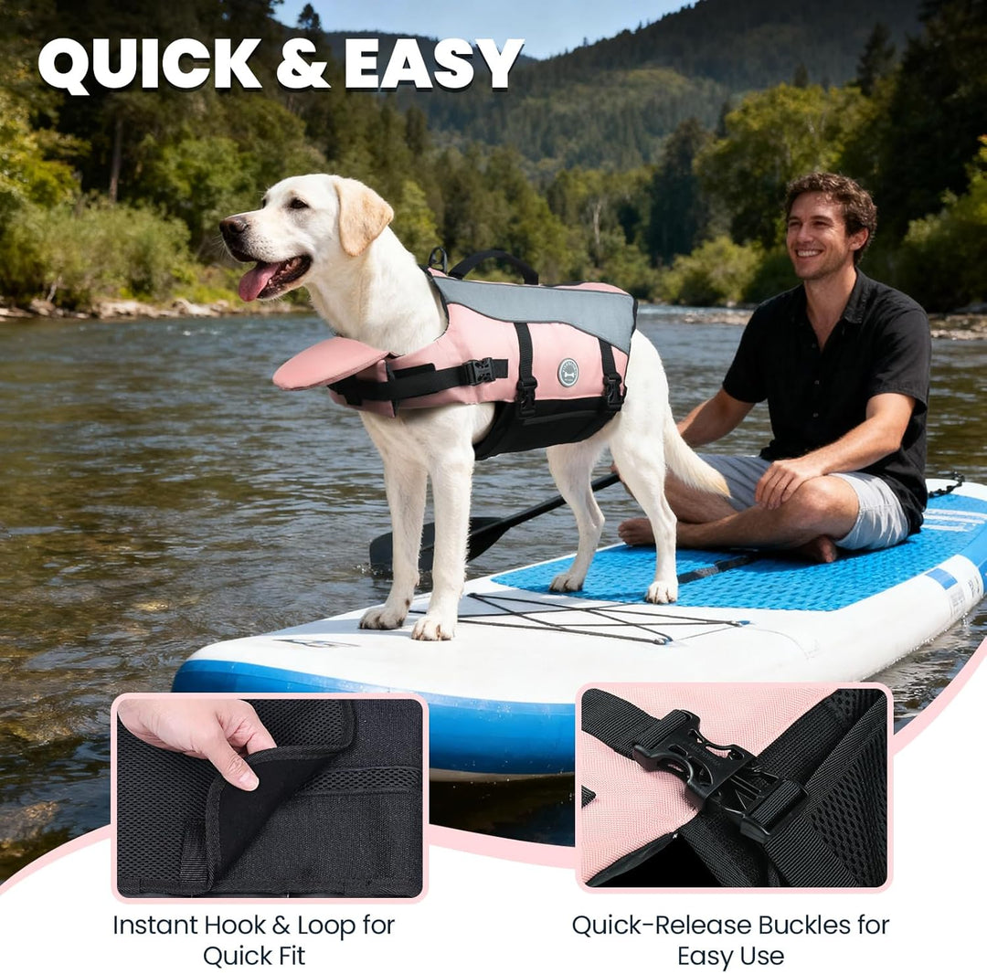 VIVAGLORY Front Float Schwimmweste Hund, Hundeschwimmweste für Bootfahren, Schwimmweste with Kopfstü