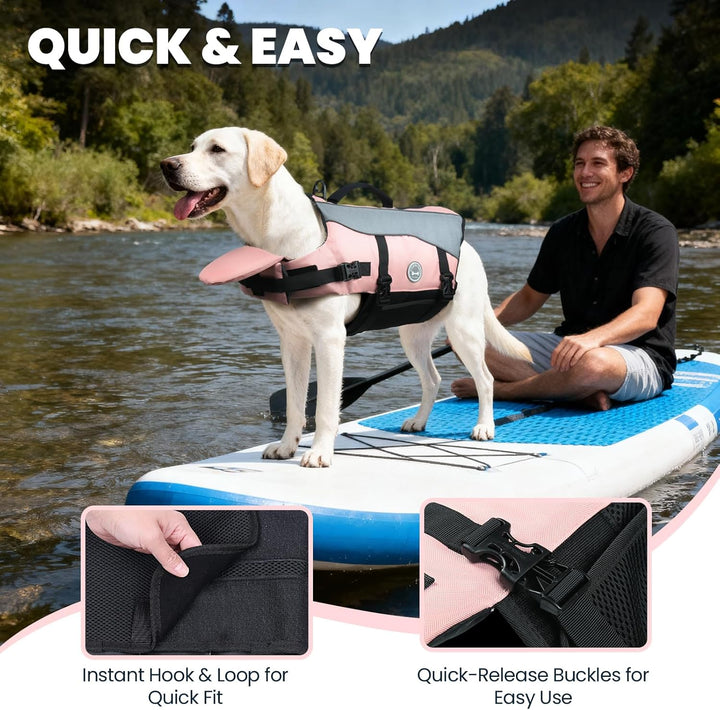 VIVAGLORY Front Float Schwimmweste Hund, Hundeschwimmweste für Bootfahren, Schwimmweste with Kopfstü