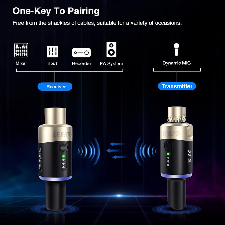 LEKATO 5,8 Ghz Wireless Mikrofon Sender Empfänger Plug-on XLR Mikrofon Wireless System für dynamisch