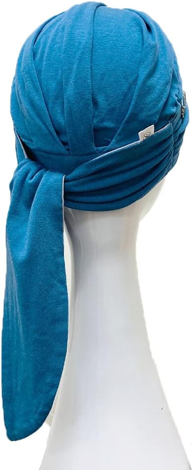 CAREBELL SMOOTH DAKOTA Bambus Onkologie Schal für Haarausfall Headwear, Blau und Perlgrau, One size