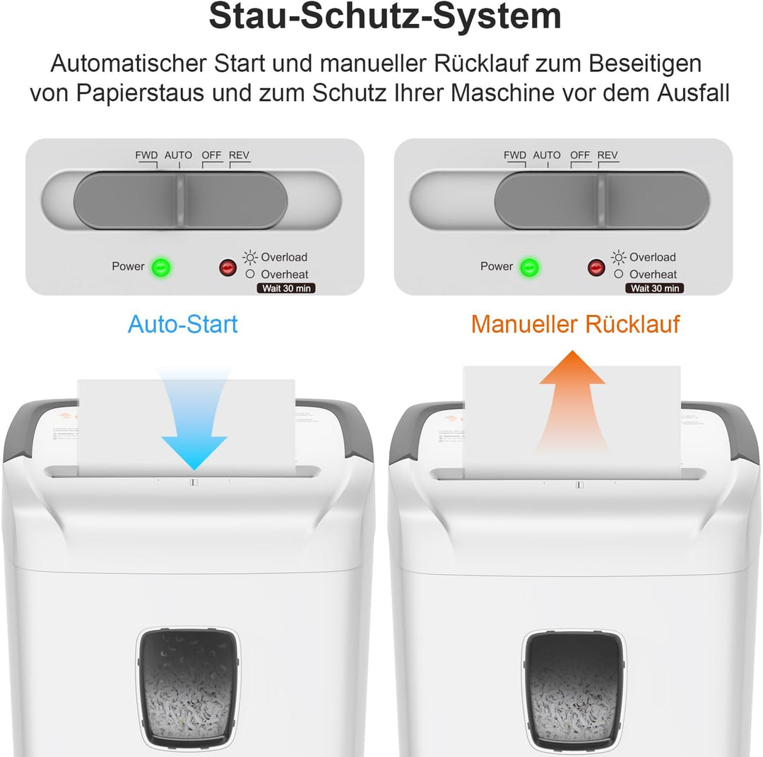 Bonsaii Aktenvernichter, 12-Blatt Kreuzschnitt, P4, Shredder Kreditkarten/CDs/Klammern, Geeignet für