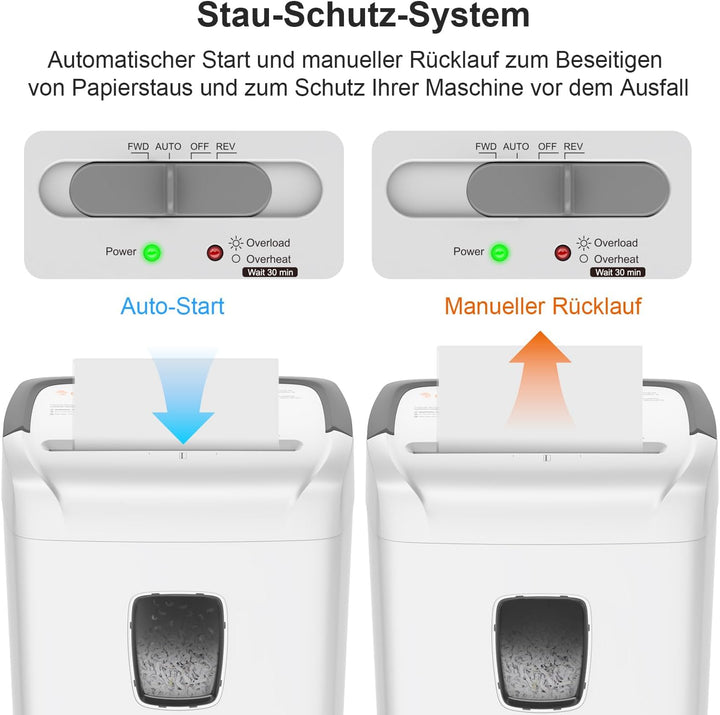 Bonsaii Aktenvernichter, 12-Blatt Kreuzschnitt, P4, Shredder Kreditkarten/CDs/Klammern, Geeignet für
