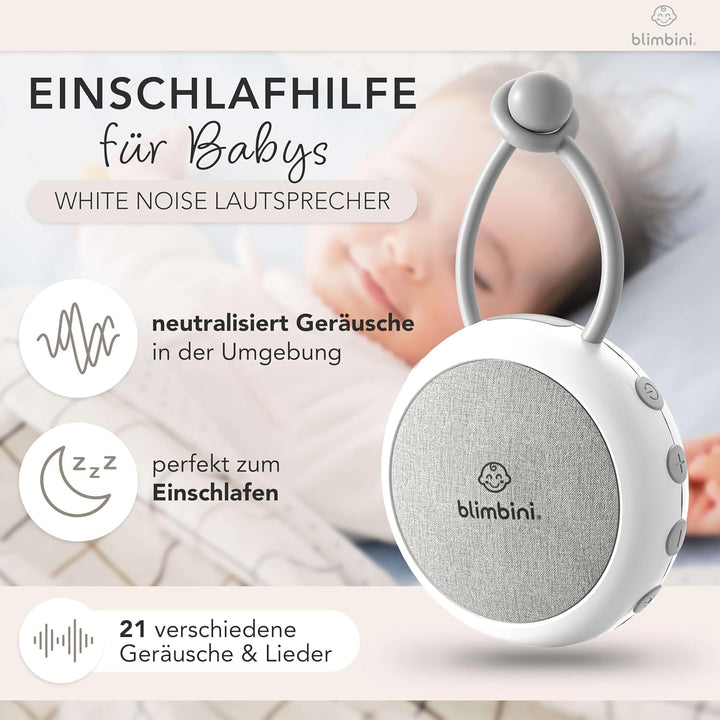 White Noise Machine Baby - Einschlafhilfe für Babys mit Nachtlicht - Regengeräusche zum Einschlafen,