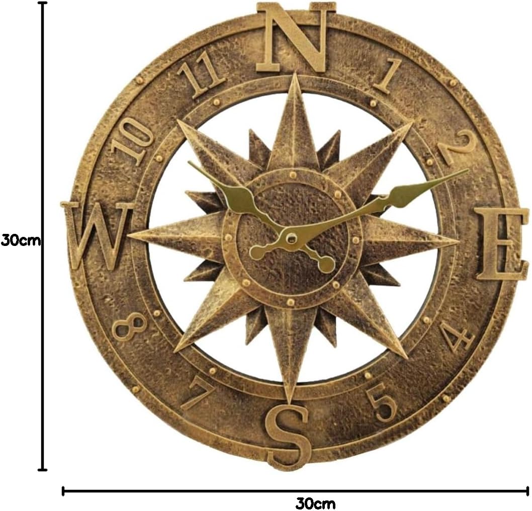 Outdoor Wanduhr 30 cm - Wasserdicht für Garten, Aussenbereich, Küche, Wohnzimmer - Industrial 3D Des