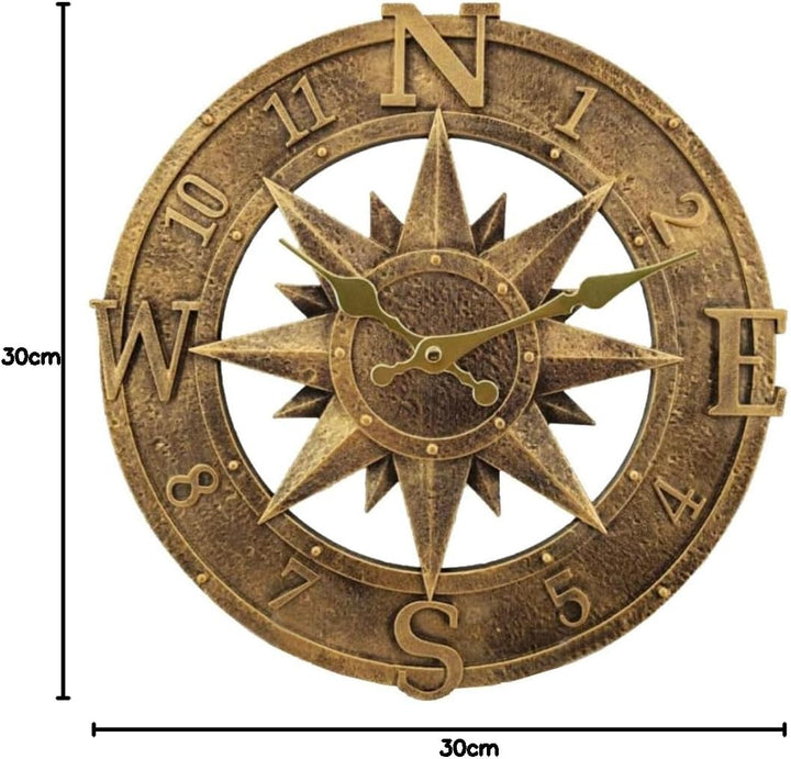 Outdoor Wanduhr 30 cm - Wasserdicht für Garten, Aussenbereich, Küche, Wohnzimmer - Industrial 3D Des