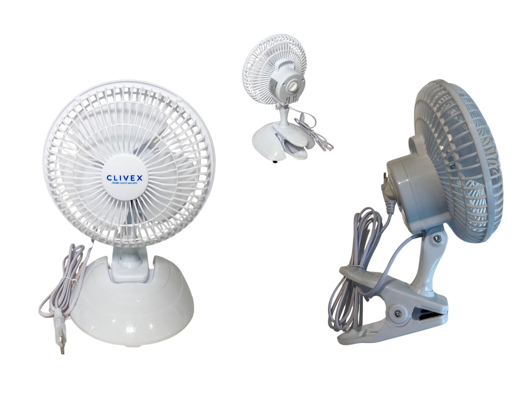 Ventilator mit Klammer und Clip, 15 cm (15 W), 2 Geschwindigkeitsstufen, inklusive Basis zur Verwend