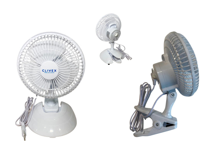 Ventilator mit Klammer und Clip, 15 cm (15 W), 2 Geschwindigkeitsstufen, inklusive Basis zur Verwend