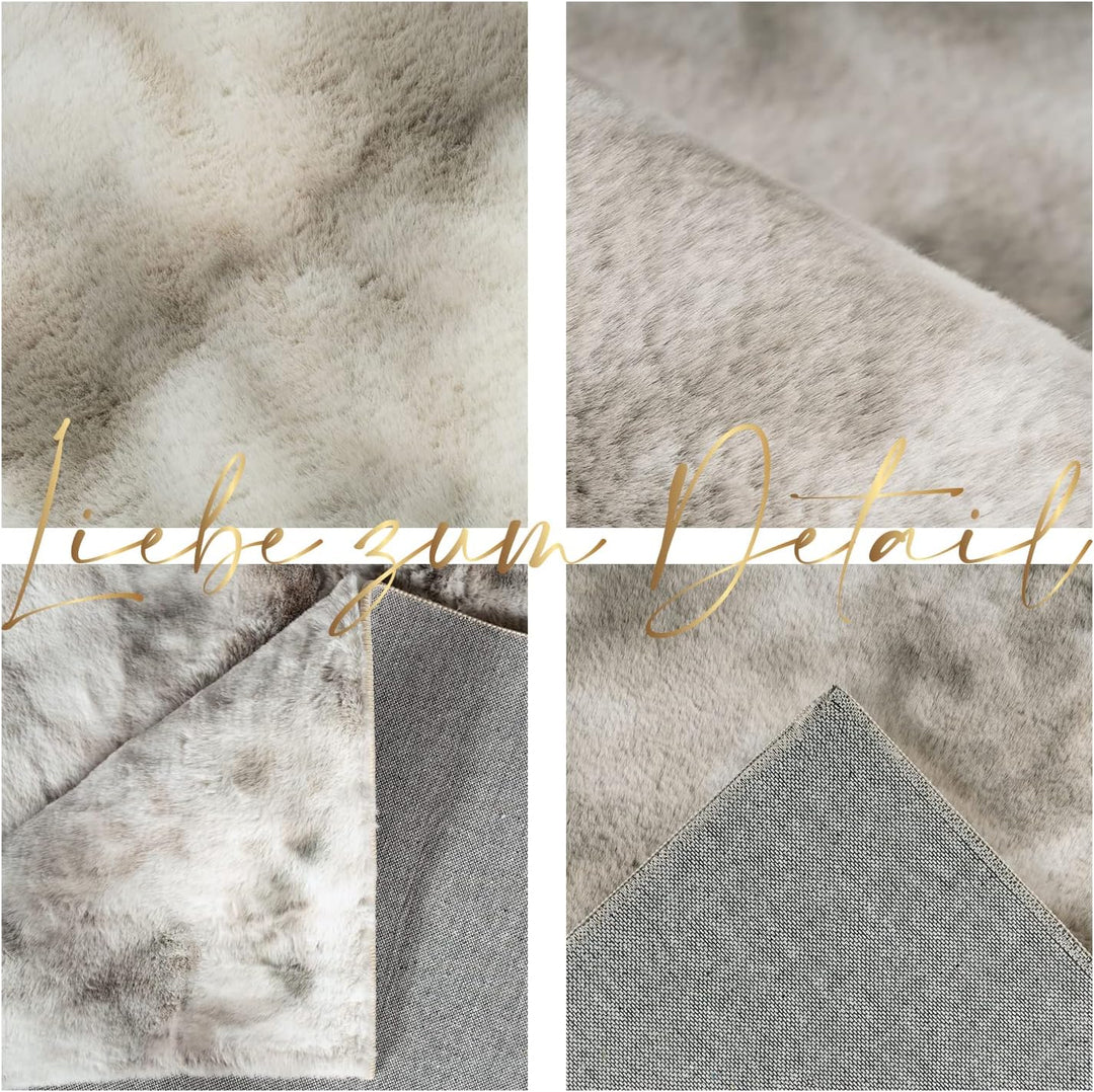 payé Teppich Wohnzimmer Hochflor - Beige - 120x170cm - Kuschelig Super Soft Weich Touch - Schlafzimm