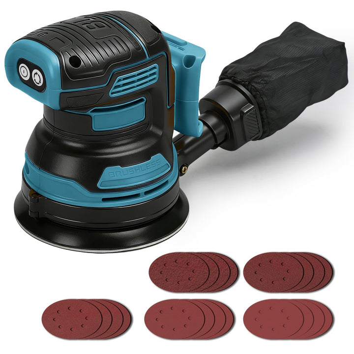 Akku-Exzenterschleifer kompatibel mit Makita 18V Akku (ohne Batterie), 125 mm bürstenloser Elektro H