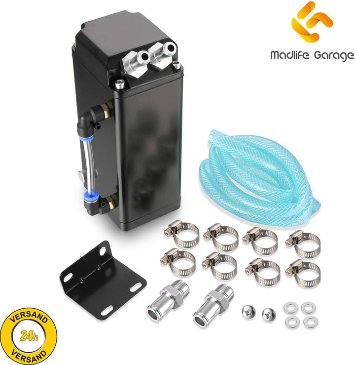 Madlife Garage Universal 750 ml Ölabscheider mit Filter Öl Auffangbehälter Oil Tank Ölsammler Ölsamm