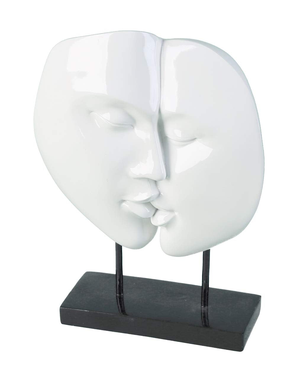 Casablanca modernes Design Moderne Skulptur Faces Poly weiss auf schwarzer Base Höhe 28 cm Breite 22