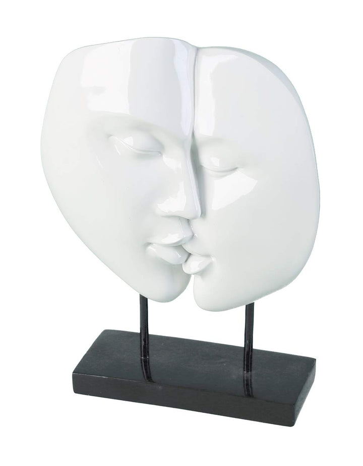 Casablanca modernes Design Moderne Skulptur Faces Poly weiss auf schwarzer Base Höhe 28 cm Breite 22