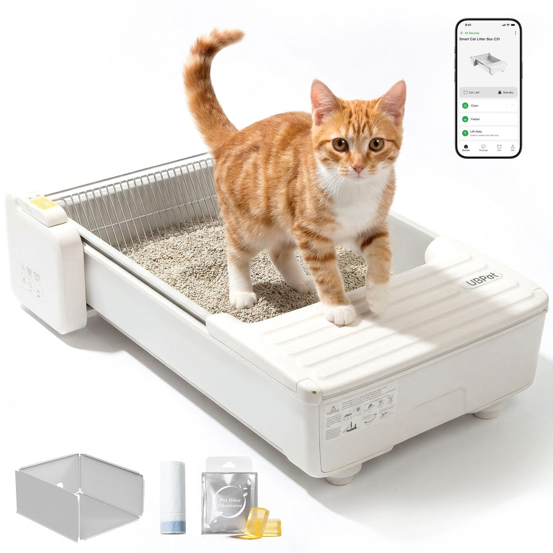 UBPET C31 Katzenklo Selbstreinigend,Offene Selbstreinigende Katzentoilette mit APP-Steuerung,Desodor