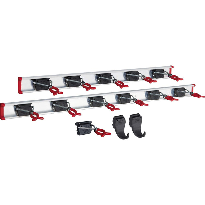 BRUNS 107869770-1_869765-1_869768_869773 Alu-Gerätehalter-Set, inkl. 12 Halter und 2 Haken, mit Schi