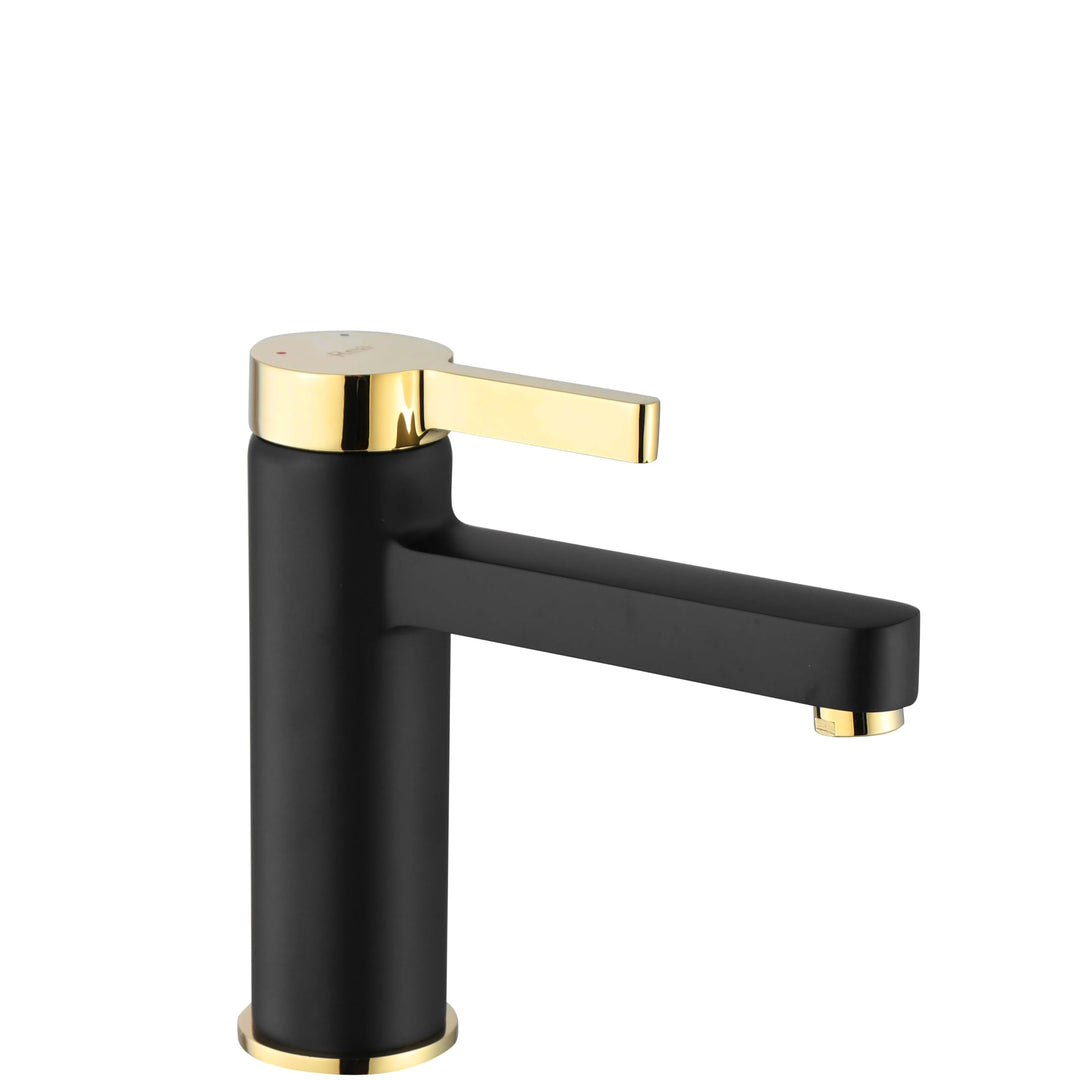 Rea Waschtischarmatur POLO BLACK GOLD BAS Wasserhahn Bad Badarmatur aus Messing Armatur für Waschbec