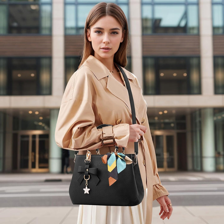 wocharm Damen-Schultertasche aus PU-Leder, Tragegriff oben, modische Tragetasche für Freizeit und Ar
