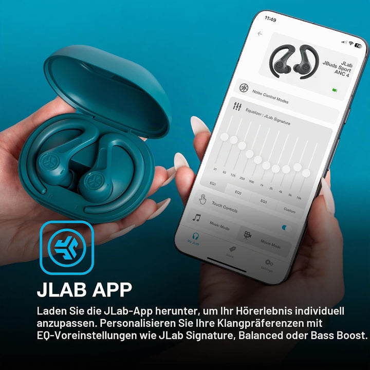 JLab JBuds Air Sport ANC 4 Kopfhörer In Ear, Sportkopfhörer Bluetooth, 60+ Std., Noise Cancelling Tr