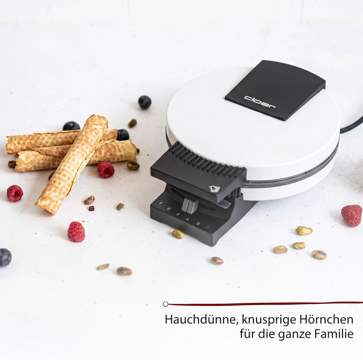 Cloer 281 Hörncheneisen für hauchdünne, knusprige Hörnchen, 800 W, Backfläche 15 cm Durchmesser, sch
