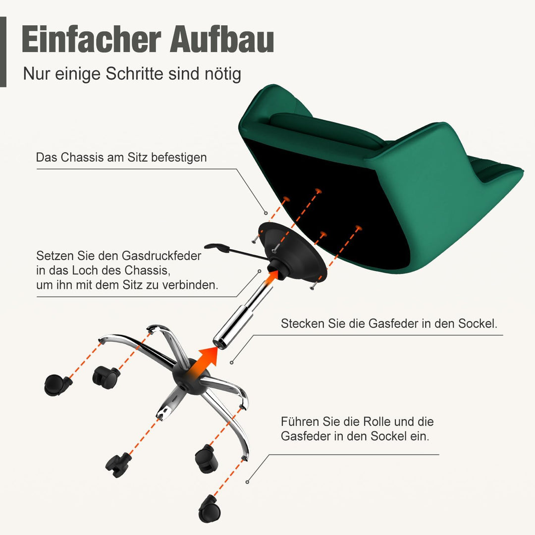 Schreibtischstuhl,Bürostuhl mit gepolstertem Samtstoff,Schminktisch Stuhl,höhenverstellbar Drehstuhl