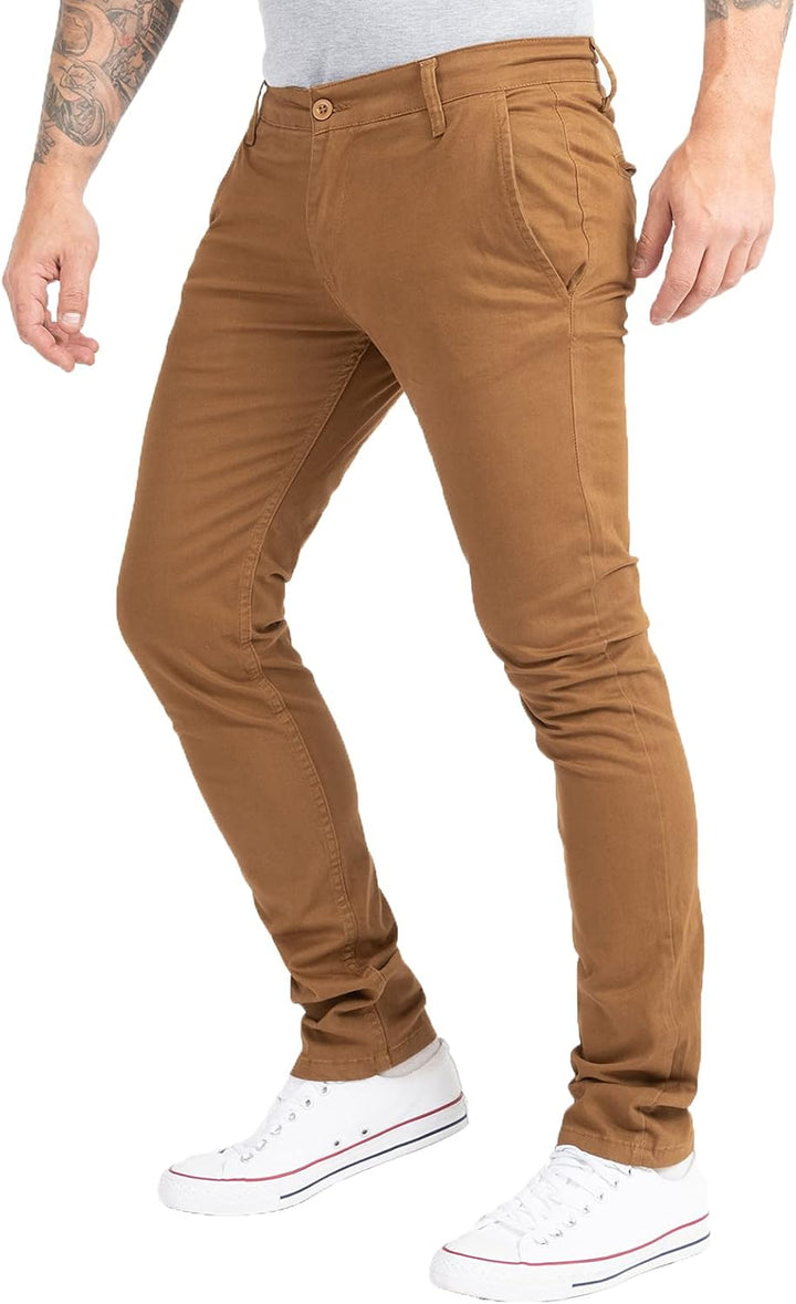 Indumentum Chino Hose Basic Slim Fit IS-305 34W / 32L Braun, 34W / 32L Braun