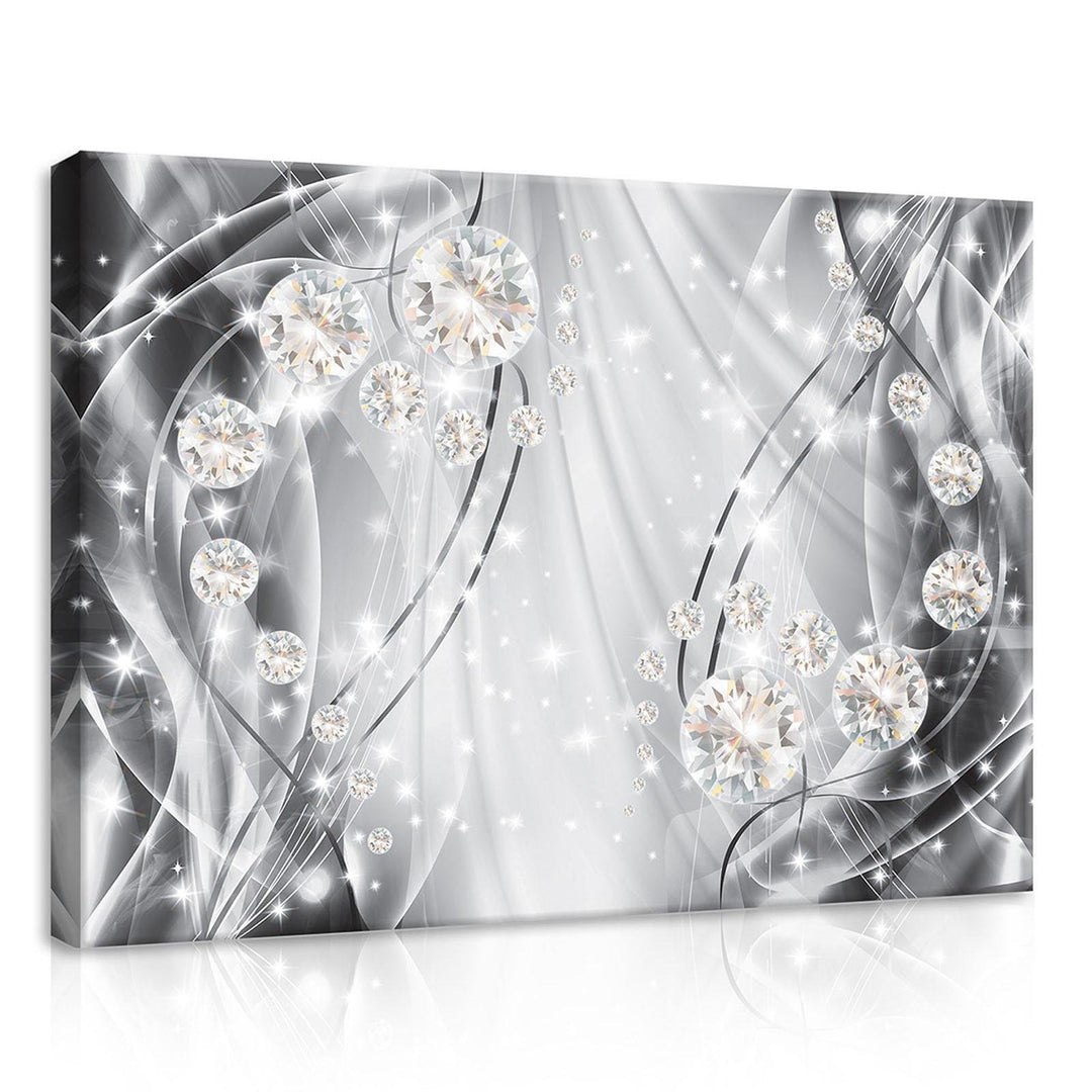 Forwall Bilder Canvas Abstrakt 70x50 cm - Leinwandbild Silber Diamanten Kunst 3D Modern Schlafzimmer