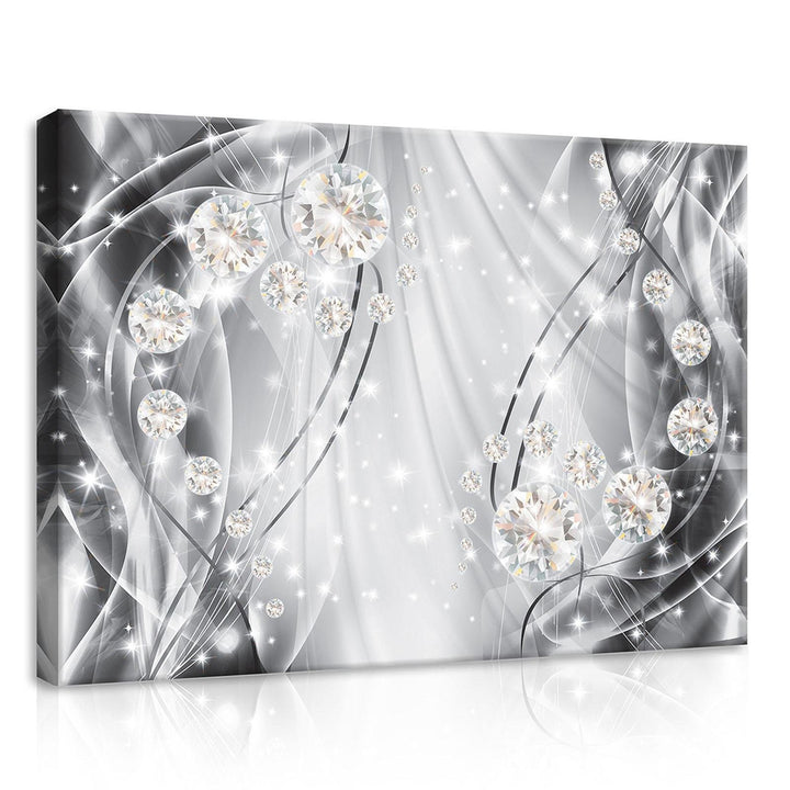 Forwall Bilder Canvas Abstrakt 70x50 cm - Leinwandbild Silber Diamanten Kunst 3D Modern Schlafzimmer
