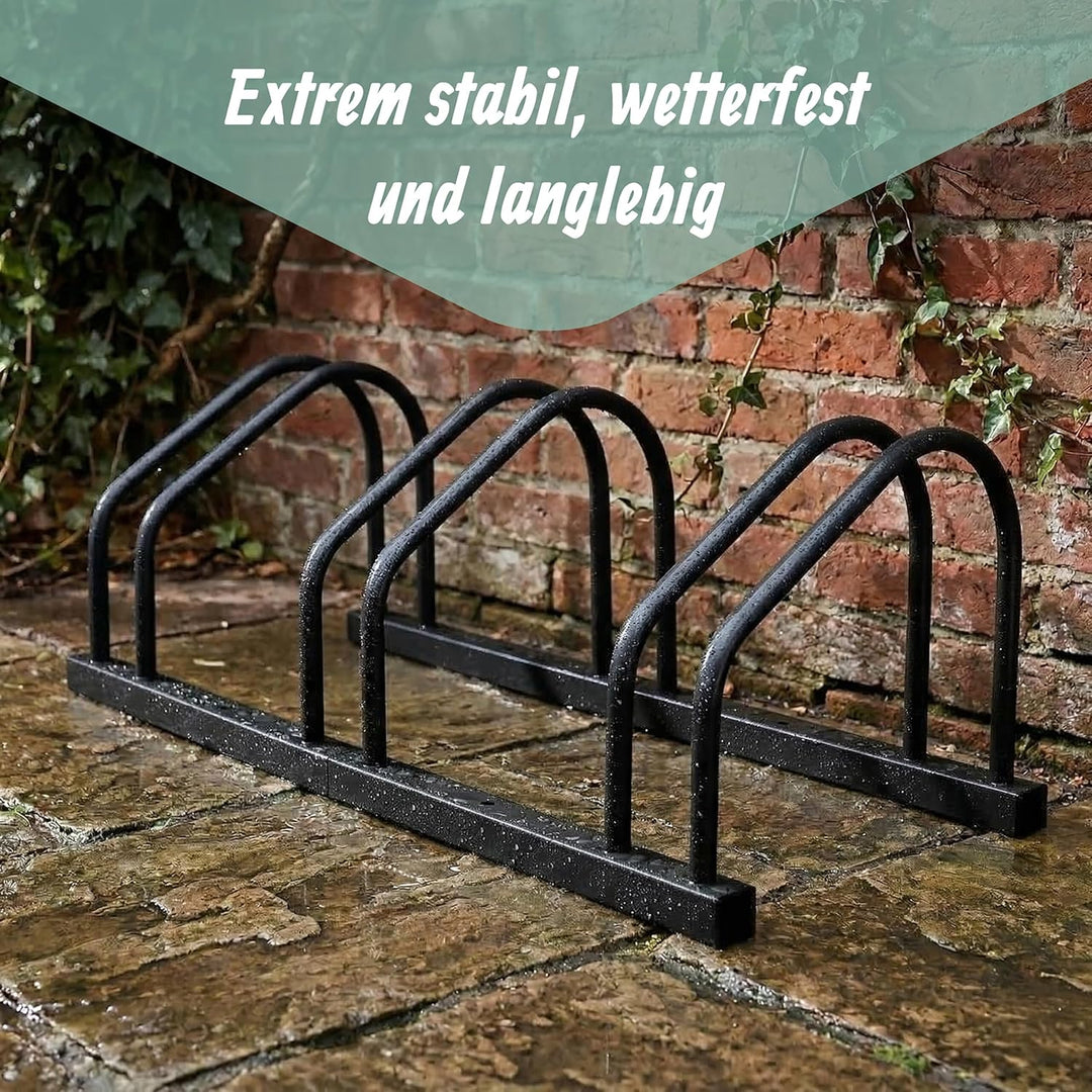Relaxdays Fahrradständer Boden &amp; Wandmontage, 4 Räder, bis 65 mm Reifenbreite, Garage, Hof, Reihenpa