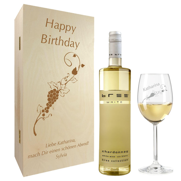 Geschenk zum Valentinstag – Wein Geschenksets – Weinglas mit Gravur 370ml – Geburtstagsgeschenke – G