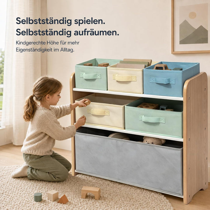 ALVIX Spielzeugregal mit 6 Aufbewahrungsboxen, Spielzeug Organizer | Herausnehmbare Boxen für Spielz