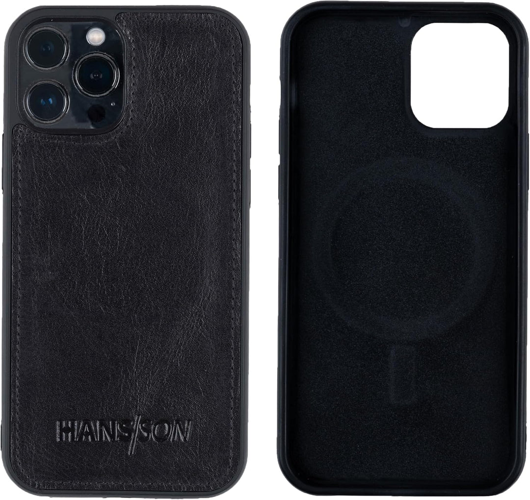 HANS/SON Hülle aus Echtleder | iPhone 12 / iPhone 12 Pro Ledercase | Stossfest | Dünn | Hochwertig |
