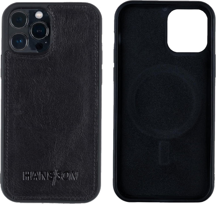 HANS/SON Hülle aus Echtleder | iPhone 12 / iPhone 12 Pro Ledercase | Stossfest | Dünn | Hochwertig |