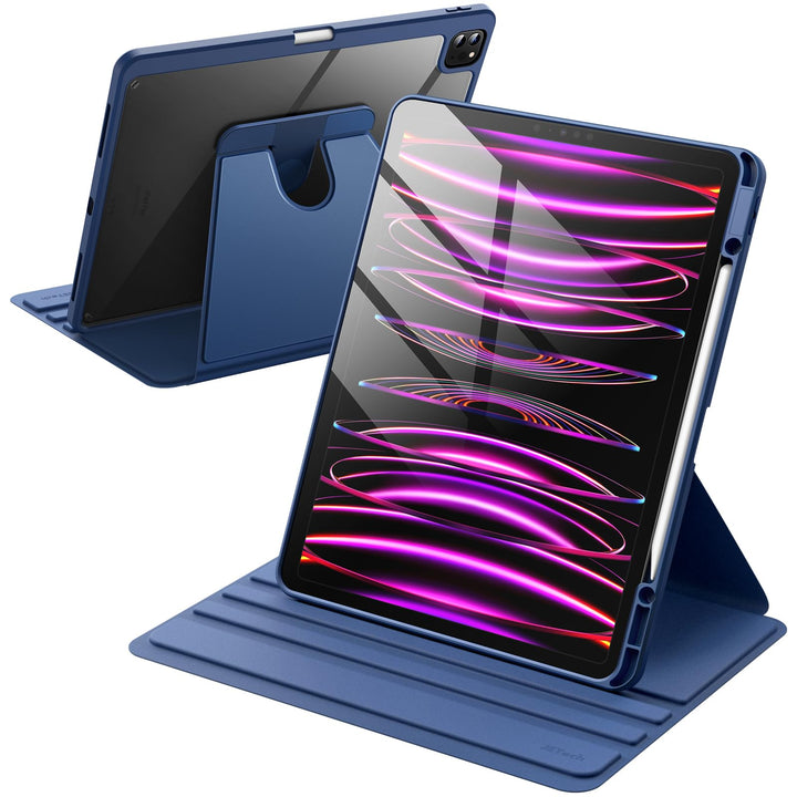 JETech Rotierende Hülle für iPad Pro 12,9 Zoll (2022/2021/2020/2018) mit Stifthalter, 360 Grad Drehb