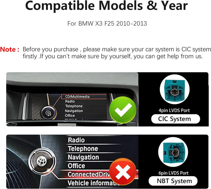 8,9 Zoll 1920 * 720 Auto Stereo für BMW X3 F25 CIC Carplay Android Auto Radio Upgrade Touchscreen DS