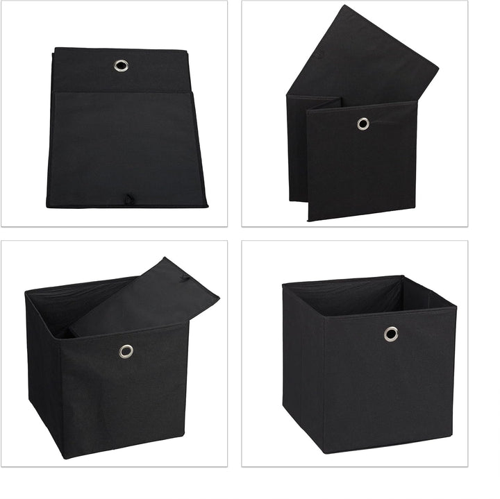 Relaxdays Aufbewahrungsbox 4er Set, Faltbare Regalboxen, HBT 30 x 30 x 30 cm, Grifflöcher, Faltboxen