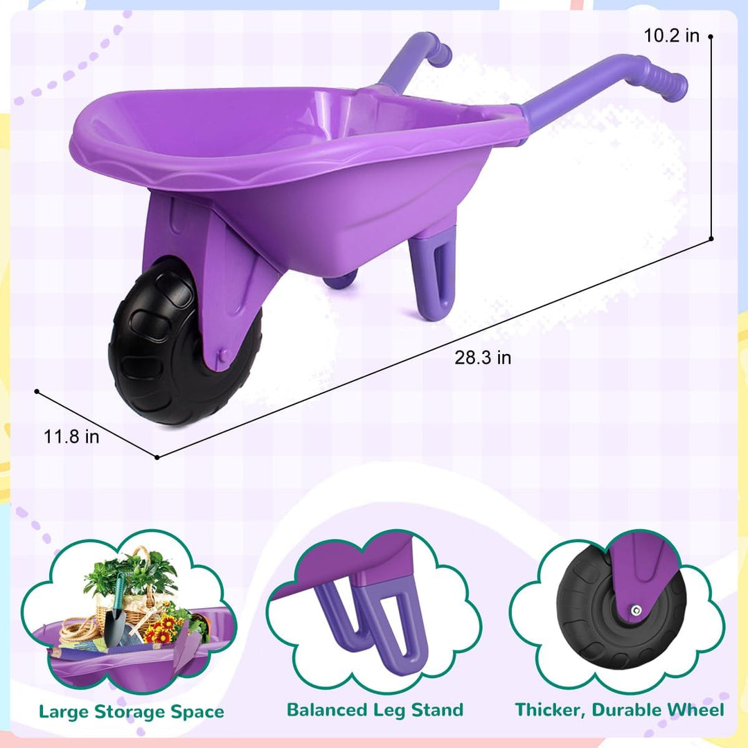 fisca 15 PCS Gartengeräte-Set für Kinder, Kleinkind-Gartenbauwerkzeug-Set Spielzeug mit Schubkarre,