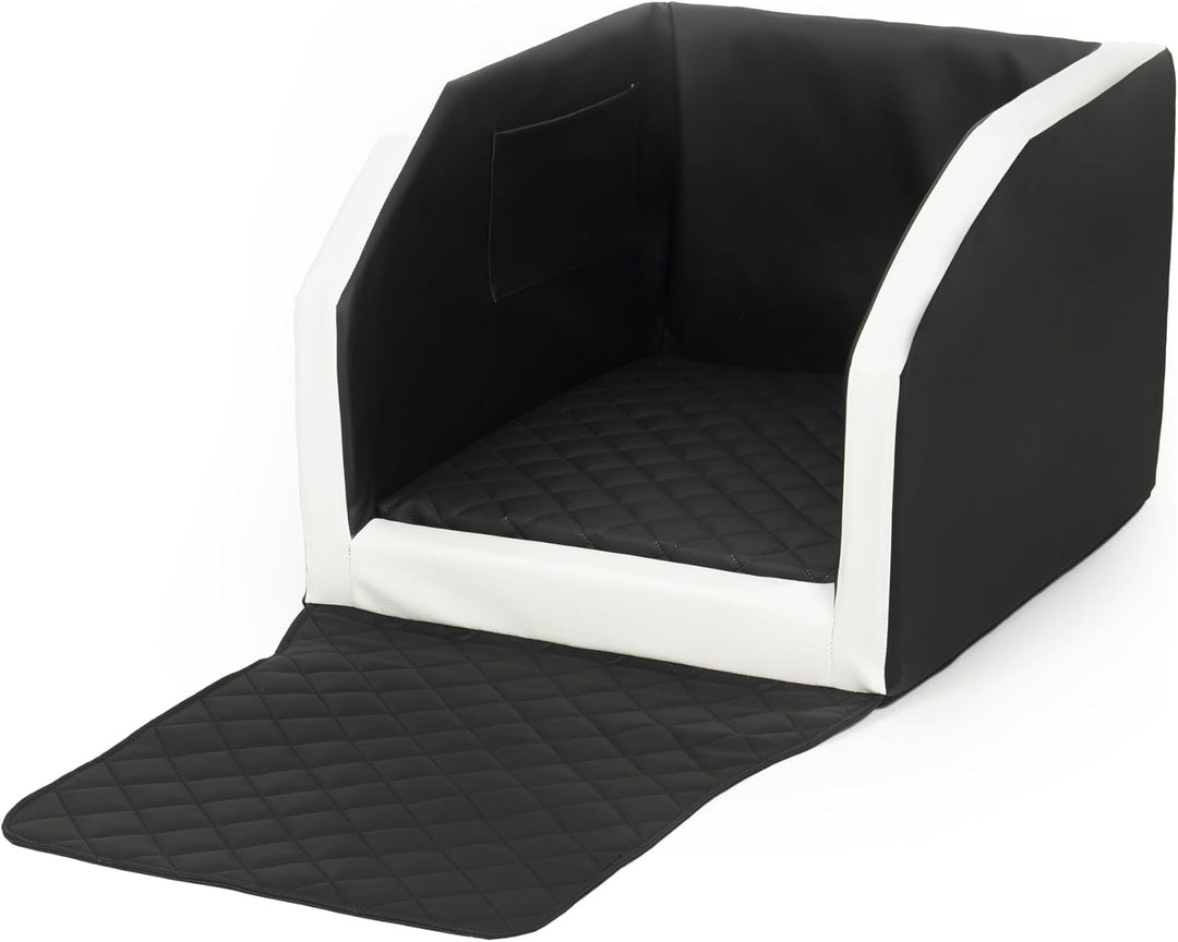 Autohundebett Hunde-Autositz Hundebett f. Rückbank Hundesitz Anschnallgurt 55x70 (Farbe: schwarz - w