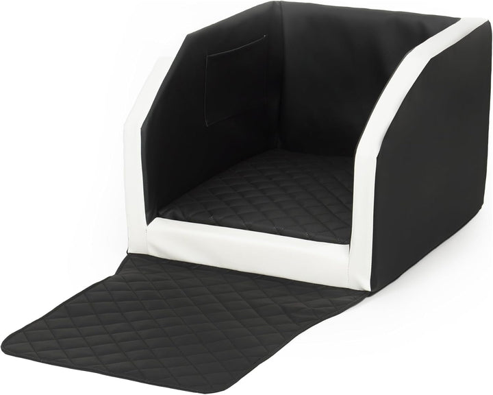 Autohundebett Hunde-Autositz Hundebett f. Rückbank Hundesitz Anschnallgurt 55x70 (Farbe: schwarz - w