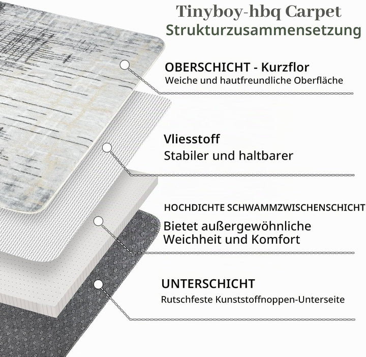 Tinyboy-hbq Teppiche Modern Designer für Wohnzimmer Kurzflor Teppich für Wohnzimmer Schlafzimmer Gra