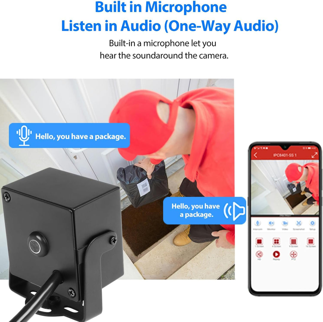 REVODATA TSEye Mini 5MP PoE IP Kamera mit Audio, 3.7mm Pinhole Objektiv, Ultra HD 2880 x 1620P@20fps